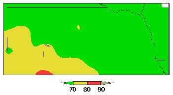 NE map showing 3-month average temperatures