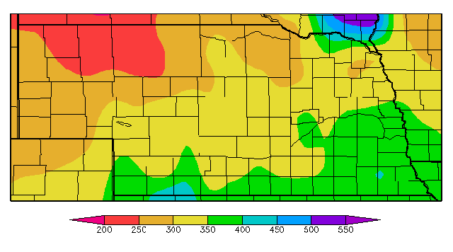 Map - GDD contours for alfalfa weevil