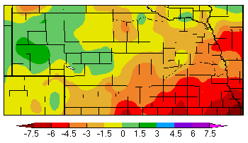 Map of departure from precipitation