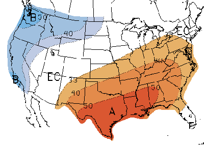 Map of 3-month temperature outlook