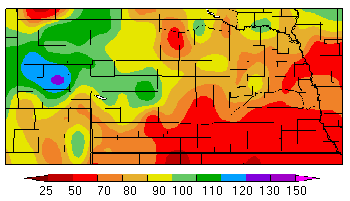 Map of precipitation amounts