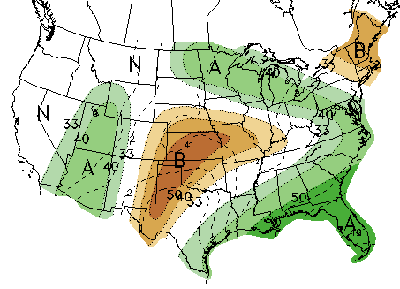 U.S. map of July 21-27 precipitation forecast