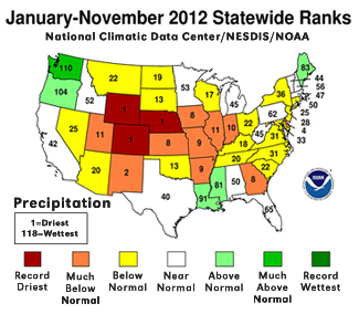 State rankings for annual precipitation