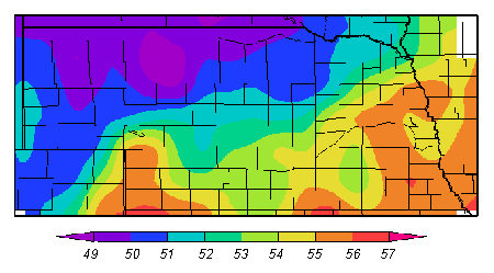 Nebraska soil temperature map -- Oct. 20, 2011
