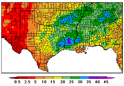 Southern Plains Precipitation Map