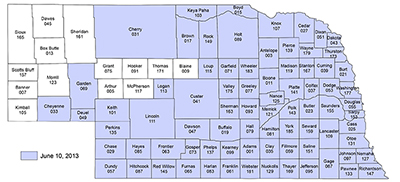 USDA RMA Nebraska map of lasting planting date for soybean