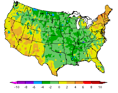 October departure from normal temps