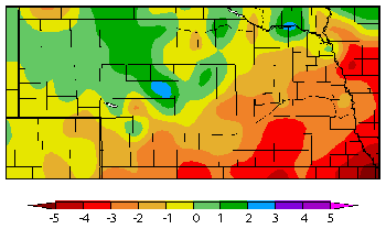 Map of precipitation departure from normal