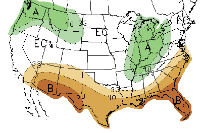 3 month precip forecast January - March