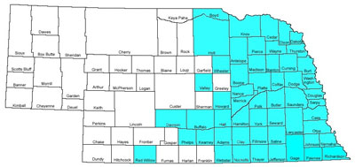 Map of SCN distribution in Nebraska