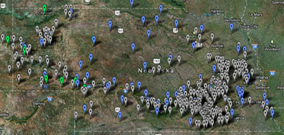 Nebraska map of ETgage locations