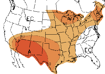 90-day U.S. temperature map