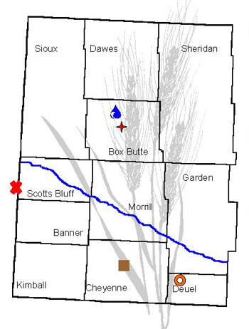 Sites on the 2012 UNL Western Nebraska Wheat Plot Tours