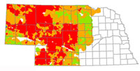 Nebraska map of grasshopper threat