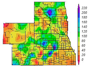 High Plains map of percent of normal precipitation