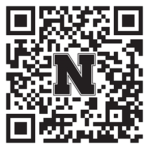 Black QR code with a bold, black letter "N" in the center.