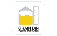 Grain bin filled with yellow grain next to a ruler icon, representing the Grain Bin Volume Calculator.