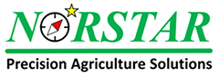 Norstar Precision Agriculture Solutions logo with “Norstar” in green, a yellow star above the letter “O” stylized as a compass with a red arrow, and the tagline “Precision Agriculture Solutions” in black below a green line.
