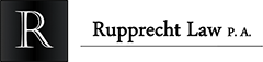 Rupprecht Law P.A. logo with a large white “R” on a black square and the firm name in black serif font with an underline