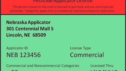 Sample commercial pesticide applicator certificate