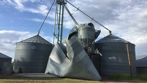 Grain bins damaged by high winds