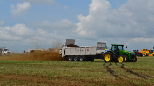 Land application of manure with a solid manure spreader (Photo by Robb Meinen, Pennsylvania State University)