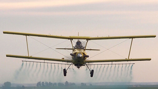 aerial pesticide application from a plane