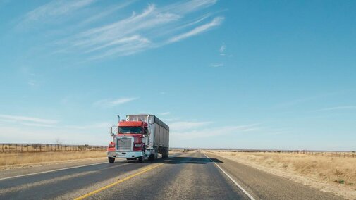 Semi trailer on highway