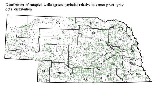 Sampled wells and pivots map