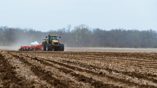 Tractor in field