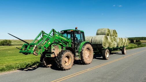 Hay bales on trailer