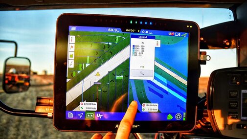 display screen in a combine