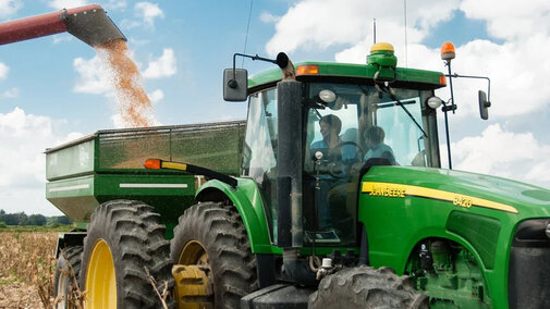 Children in tractor