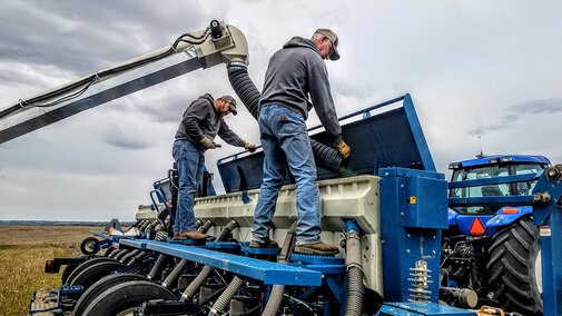 Farmer on machinery