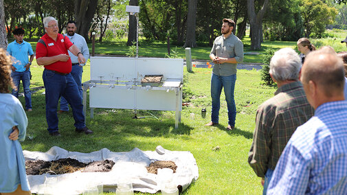 Soil Health School participants watch outdoor demo 