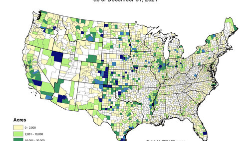 Map of foreign land ownership in US by county