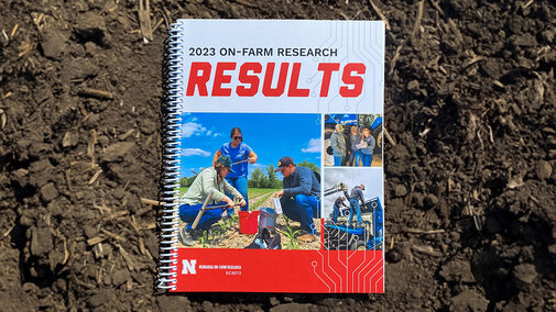 2023 Research Results book on top of soil