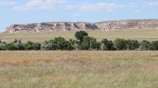 Pasture near rock formation in western Nebraska