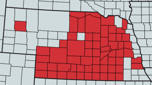 Counties where bacterial leaf streak has been confirmed
