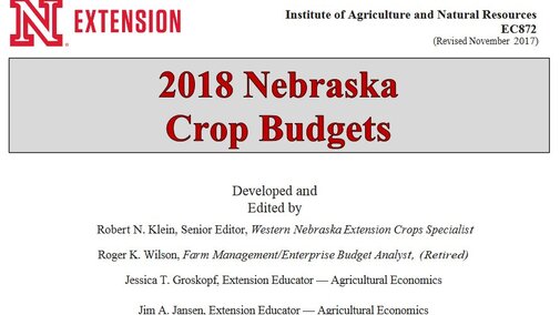 Crop Budget title page