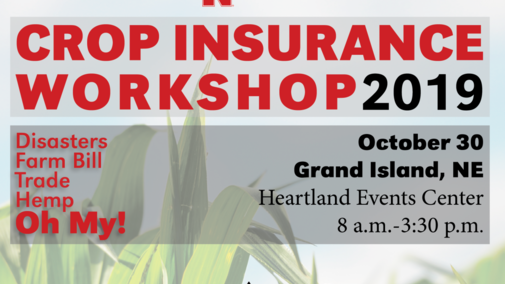 Graphic promoting the Oct. 30 Crop Insurance Workshop in Nebraska