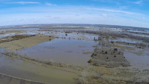 aerial view of the historic 2019 flood