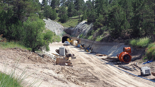 Efforts are ongoing to repair the tunnel section of the Goshen/Gering-Fort Laramie Irrigation canal that collapsed July 17. This photo was taken August 8.