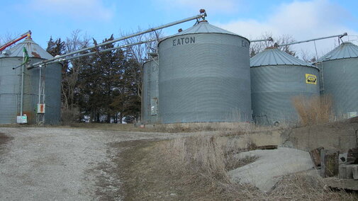 Grain bins on a farm