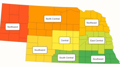 Nebraska map of PPDC reporting districts