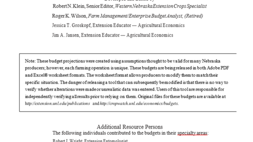 Cover of 2017 Nebraska Crop Budgets