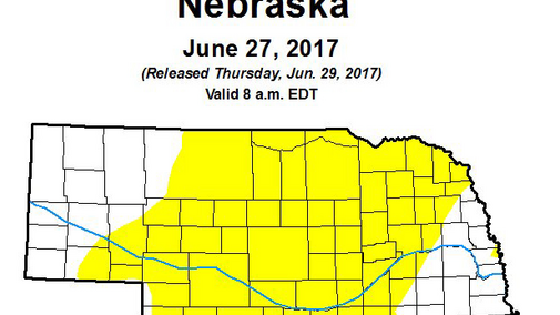 Drought monitor map for Nebraska for June 27, 2017