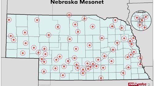 Sites reporting weather data to Nebraska Mesonet