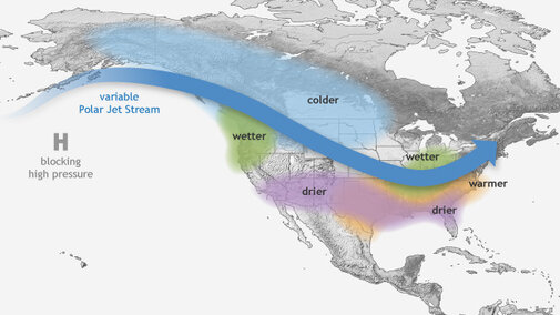Typical La Nina pattern over North America