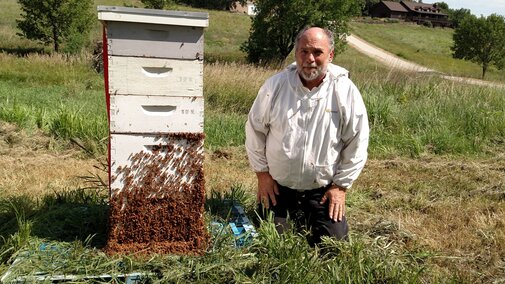 John Wilson with bees